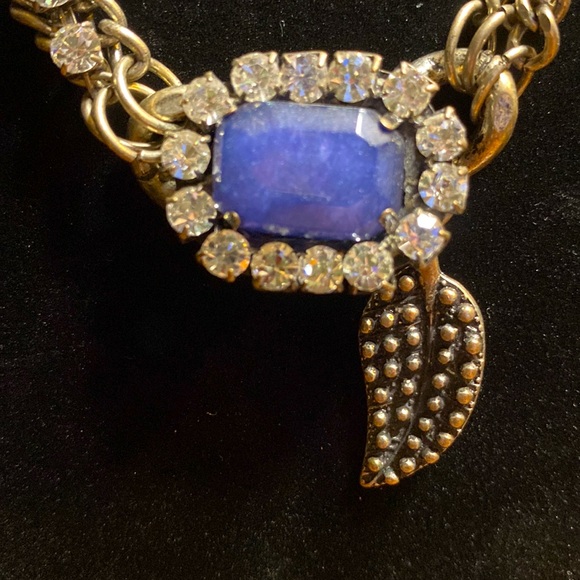 Bundle/lot of 2 statement necklaces layered chains hematite blue ombré crystals - Picture 4 of 8